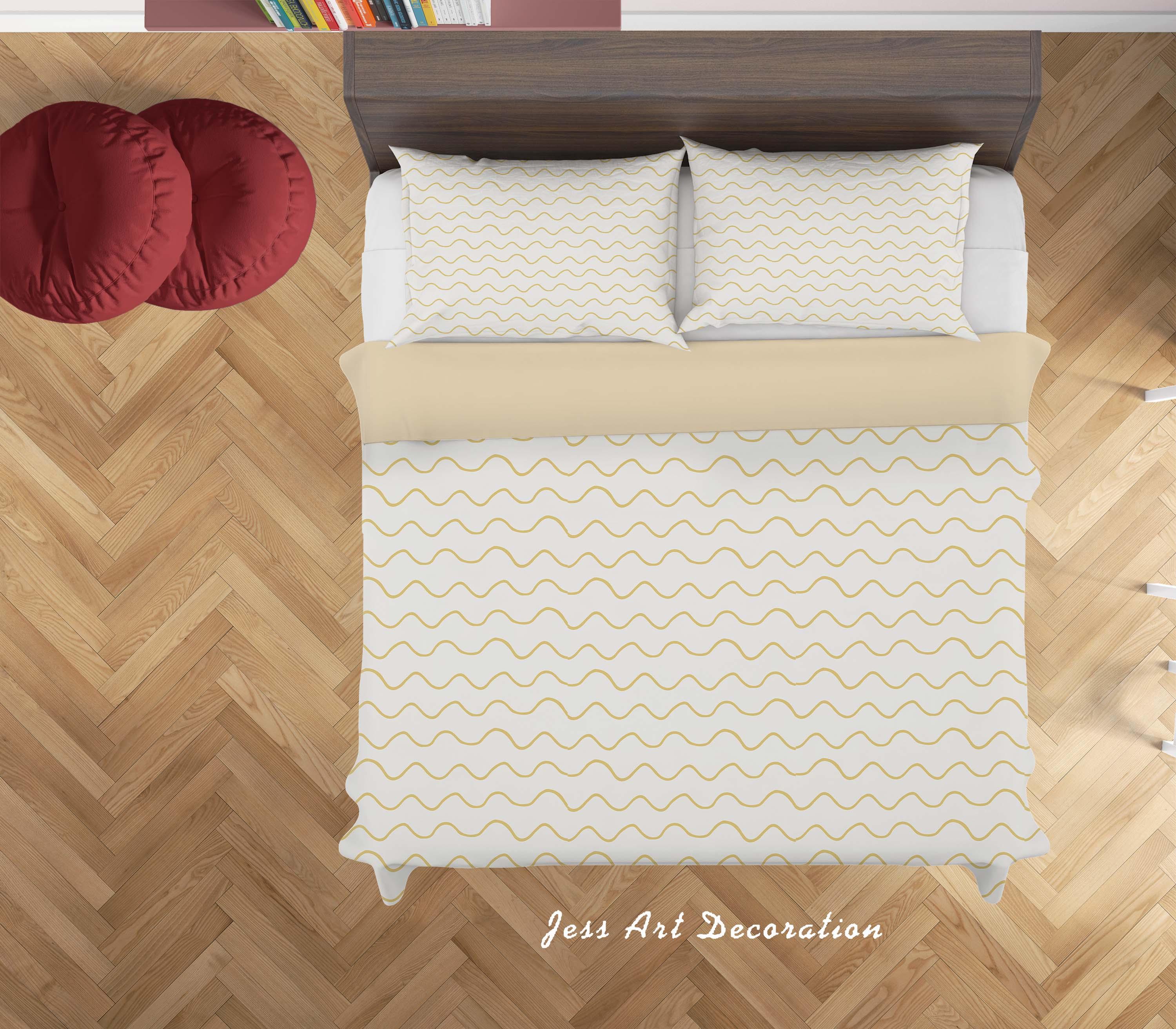 3D Yellow Wavy Quilt Cover Set Bedding Set Duvet Cover Pillowcases SF22- Jess Art Decoration