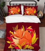 3D Red Flowers Pattern Quilt Cover Set Bedding Set Pillowcases  65- Jess Art Decoration