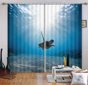 3D Sunshine Blue Sea Turtle Ocean Curtains and Drapes GD 422- Jess Art Decoration