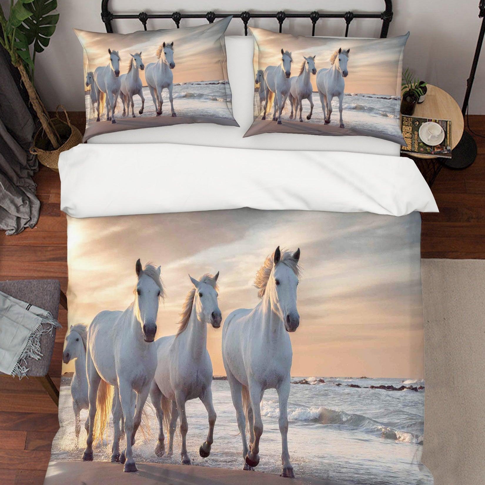3D White Horse Quilt Cover Set Bedding Set Pillowcases SF01- Jess Art Decoration