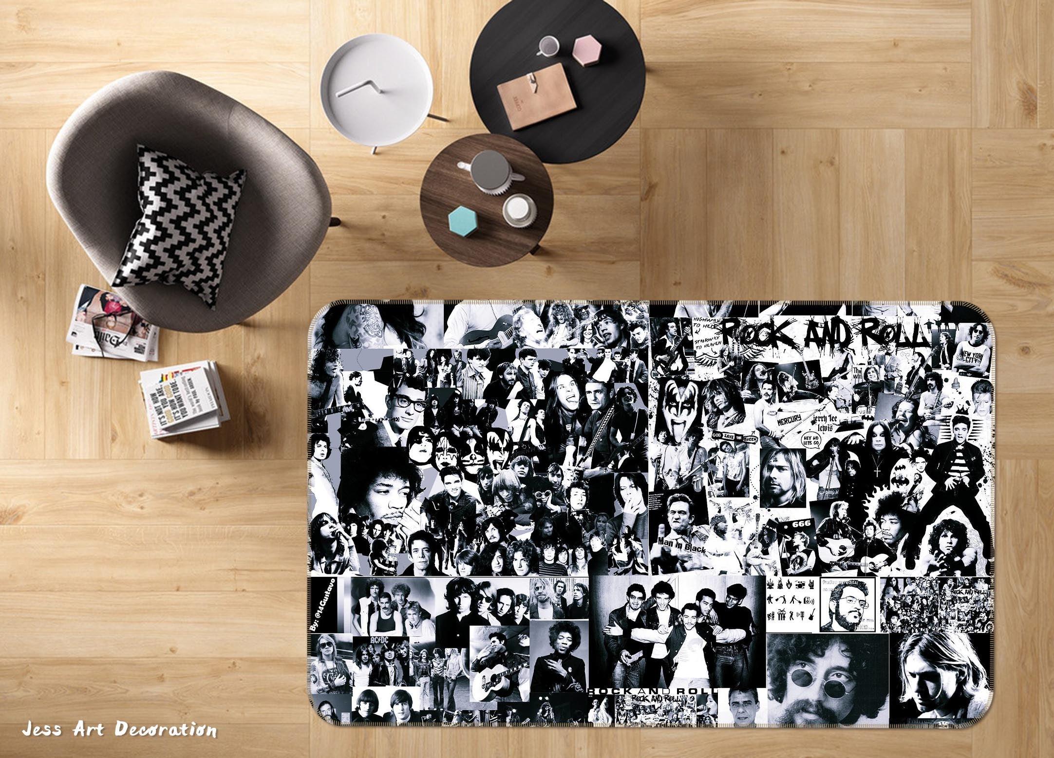 3D Rock Roll Non-Slip Rug Mat 123- Jess Art Decoration