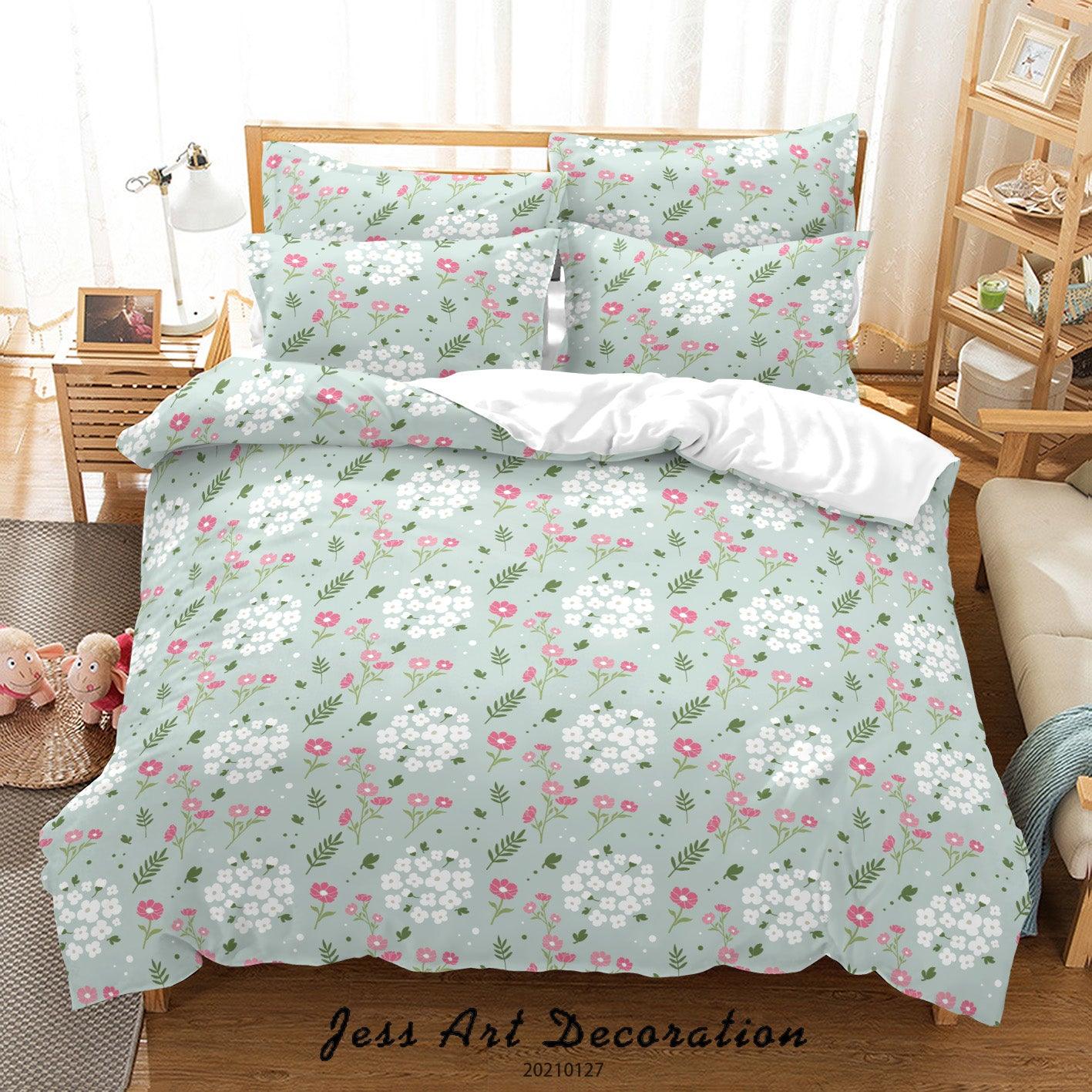 3D Hand Drawn Green Floral Quilt Cover Set Bedding Set Duvet Cover Pillowcases 184- Jess Art Decoration