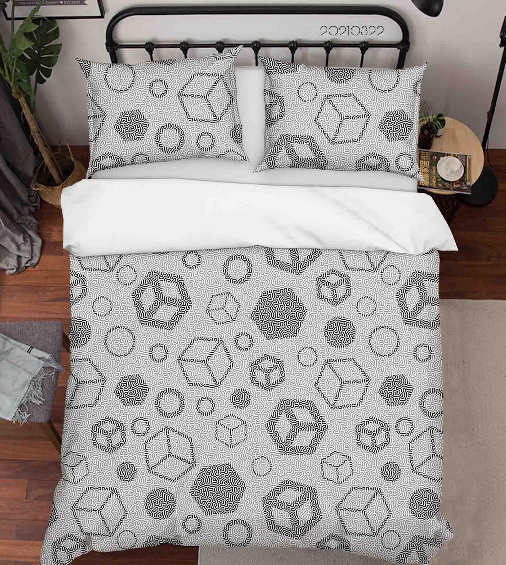 3D Abstract Grey Geometric Pattern Quilt Cover Set Bedding Set Duvet Cover Pillowcases LQH 2- Jess Art Decoration
