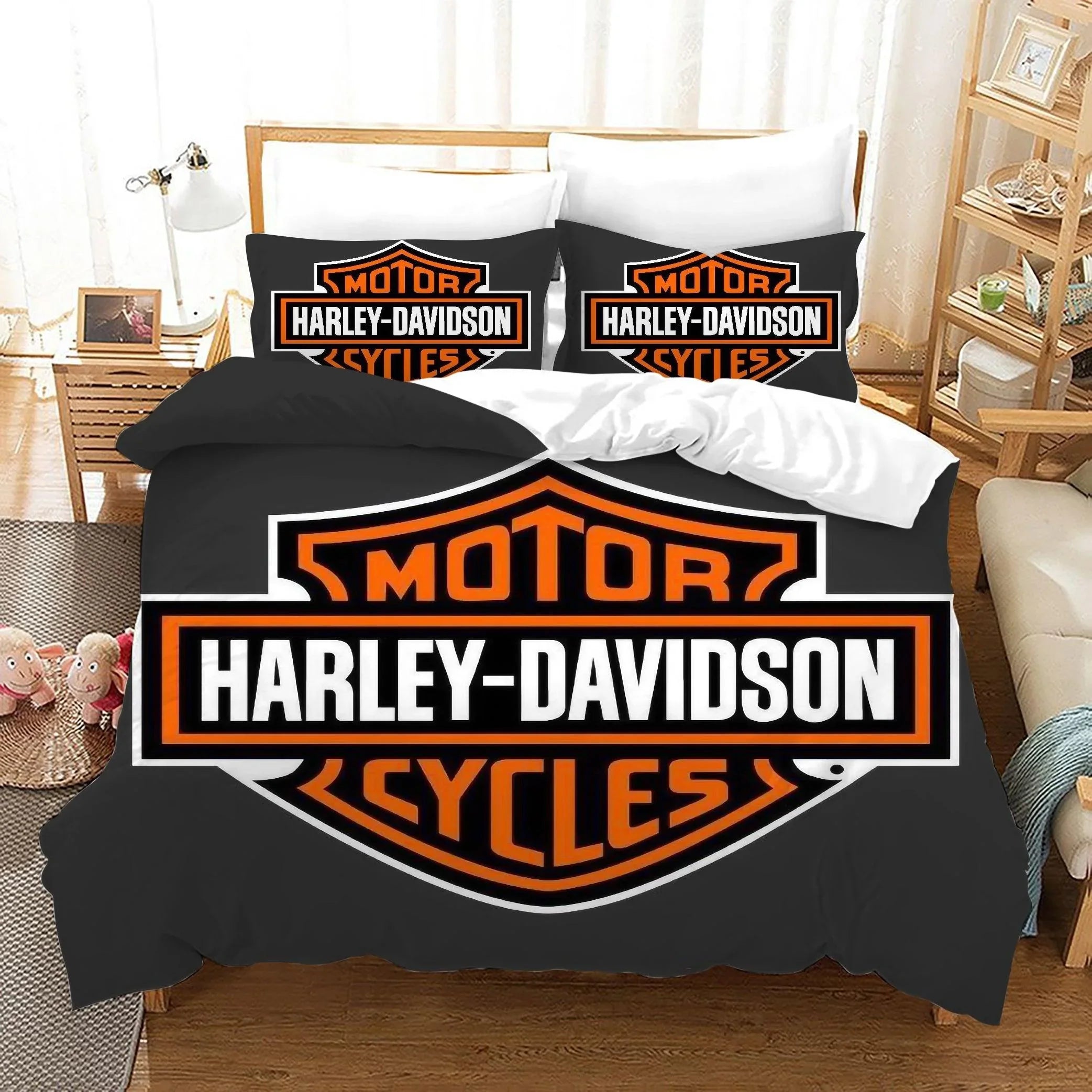 3D Motorcycle Harley Quilt Cover Set Bedding Set Duvet Cover Pillowcases SF77- Jess Art Decoration