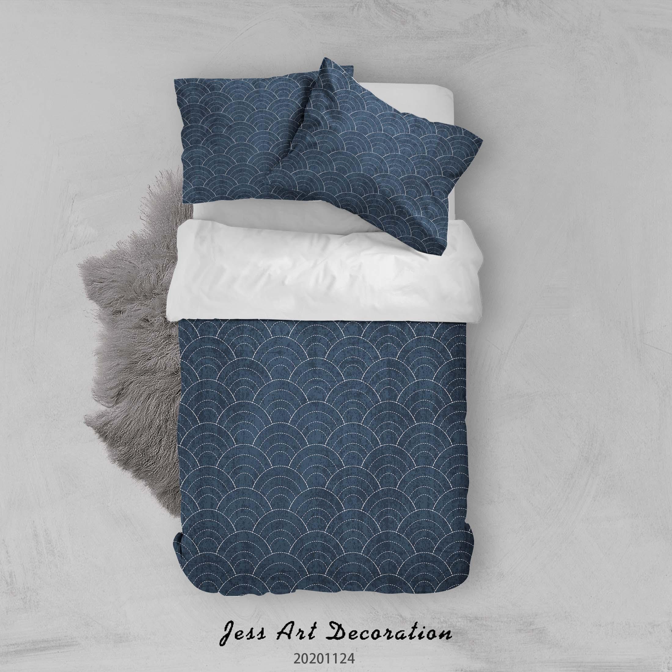 3D Vintage Pattern Blue Quilt Cover Set Bedding Set Duvet Cover Pillowcases LXL- Jess Art Decoration