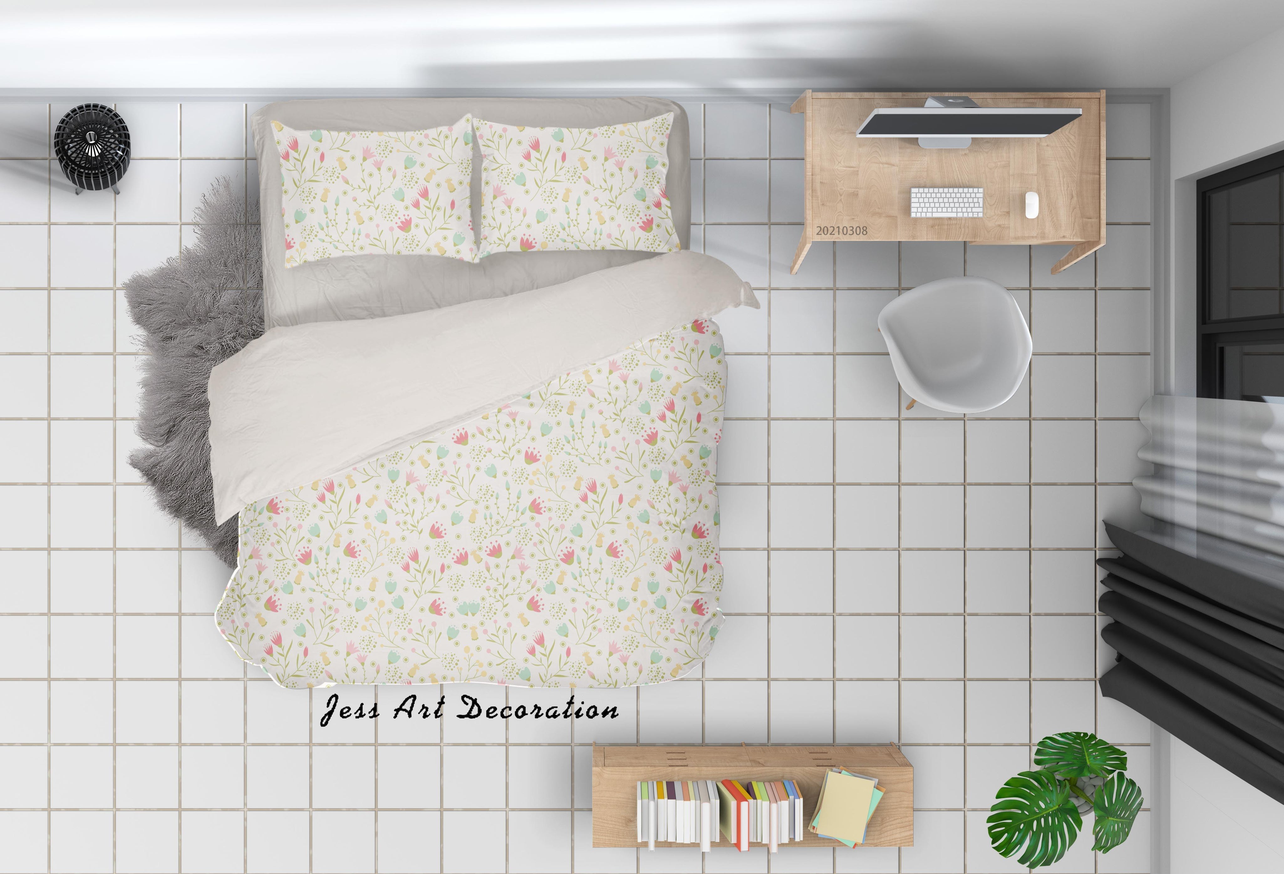 3D Watercolor Color Floral Quilt Cover Set Bedding Set Duvet Cover Pillowcases 18- Jess Art Decoration