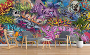 3D Colourful Graffiti Art Monster Wall Mural Wallpaper ZY D37- Jess Art Decoration