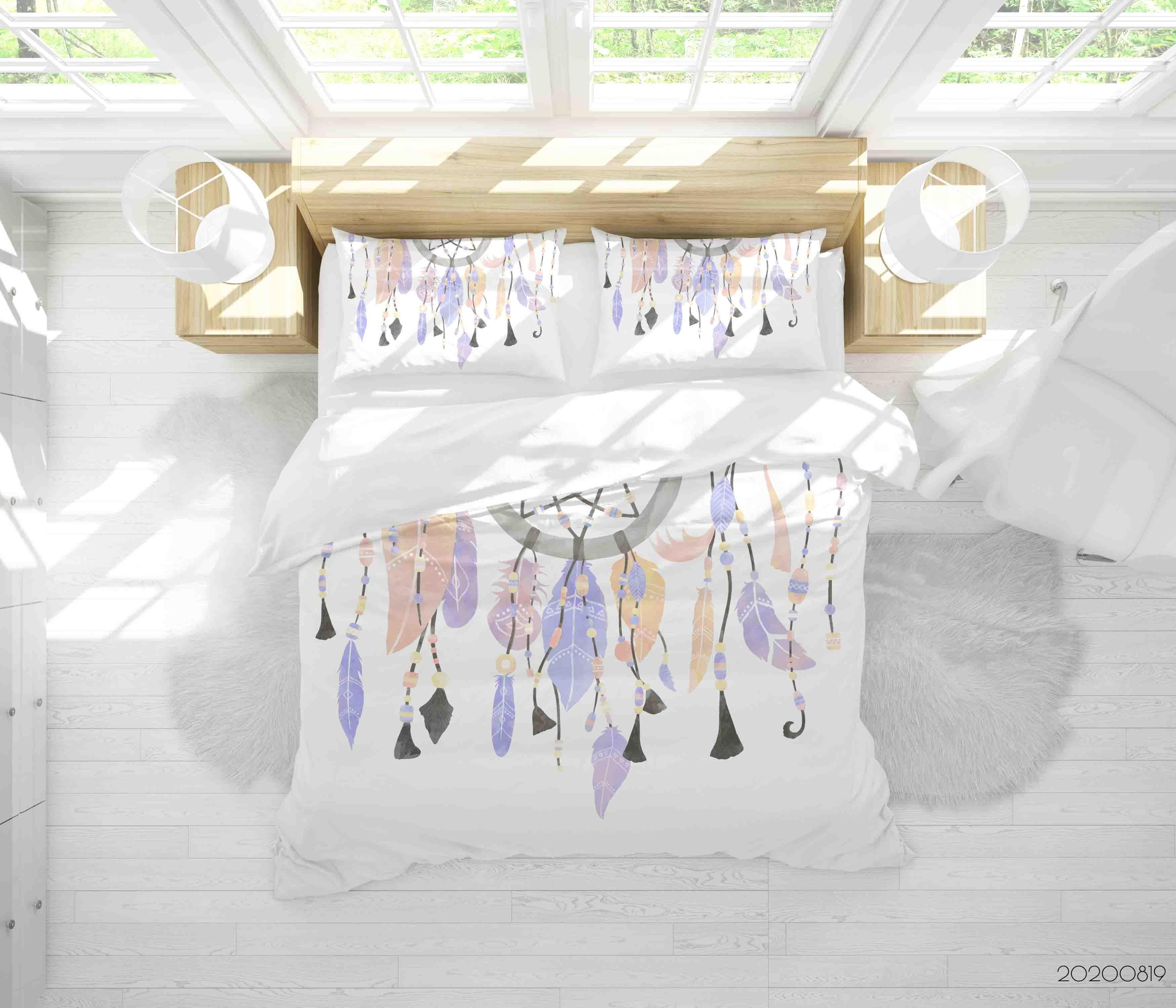 3D Colorful Dreamcatcher Quilt Cover Set Bedding Set Duvet Cover Pillowcases LXL- Jess Art Decoration