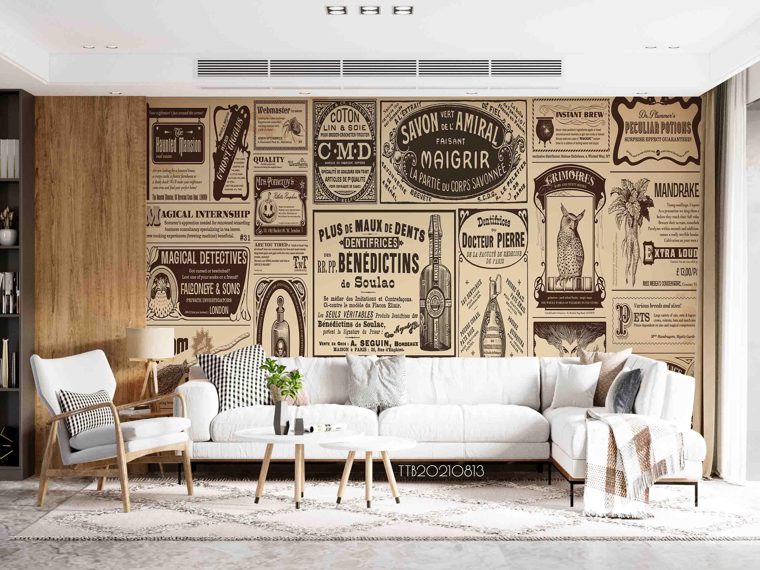 3D Old Retro Newspaper Magazine Wall Mural Wallpaper SWW5088- Jess Art Decoration