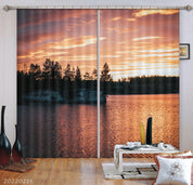3D Woods Water Surface Golden Sunbeam Cloud Curtains and Drapes GD 2008- Jess Art Decoration