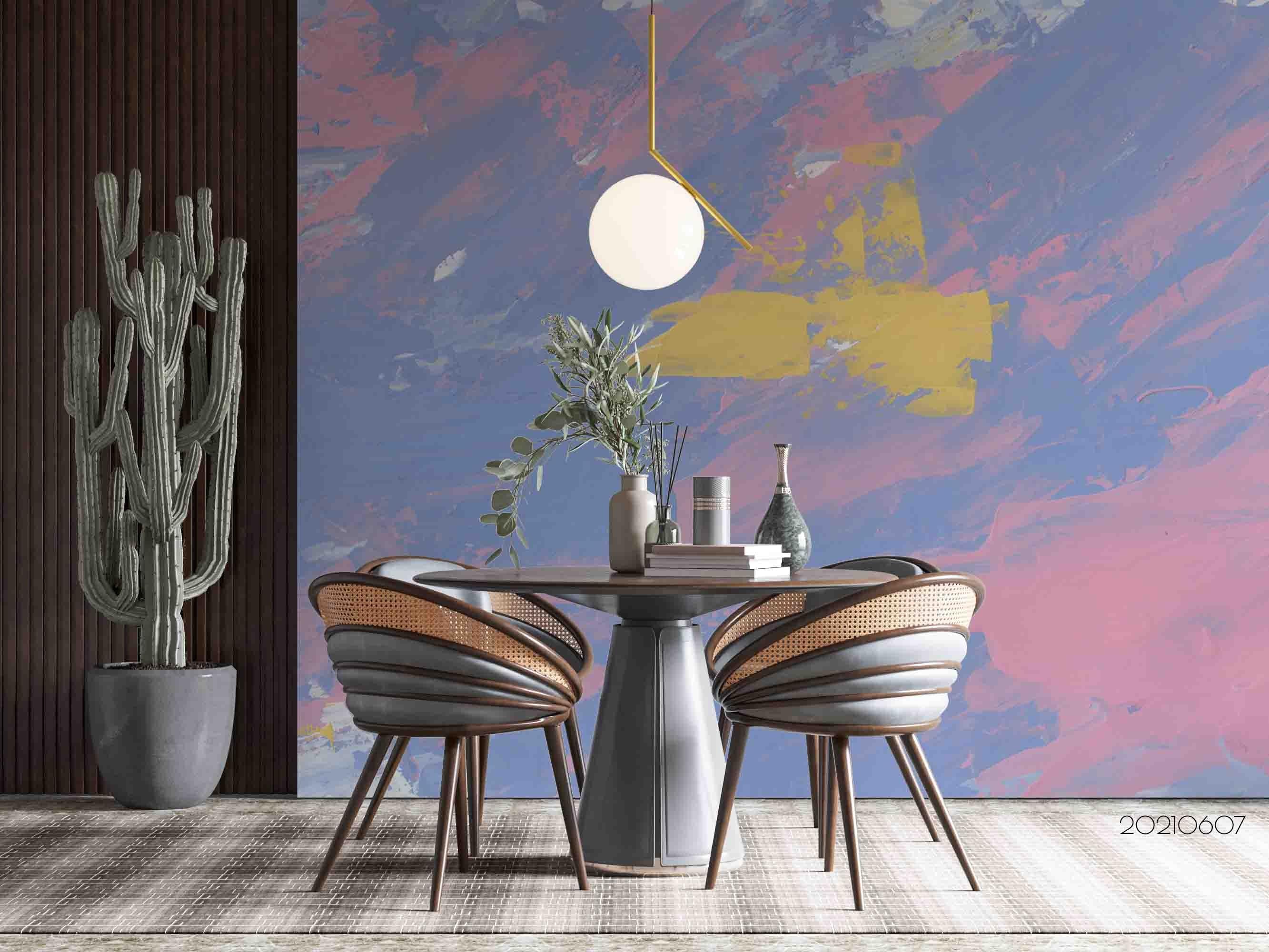 3D Abstract Painting Texture Brush Blue Pink Yellow Wall Mural Wallpaper SWW691- Jess Art Decoration