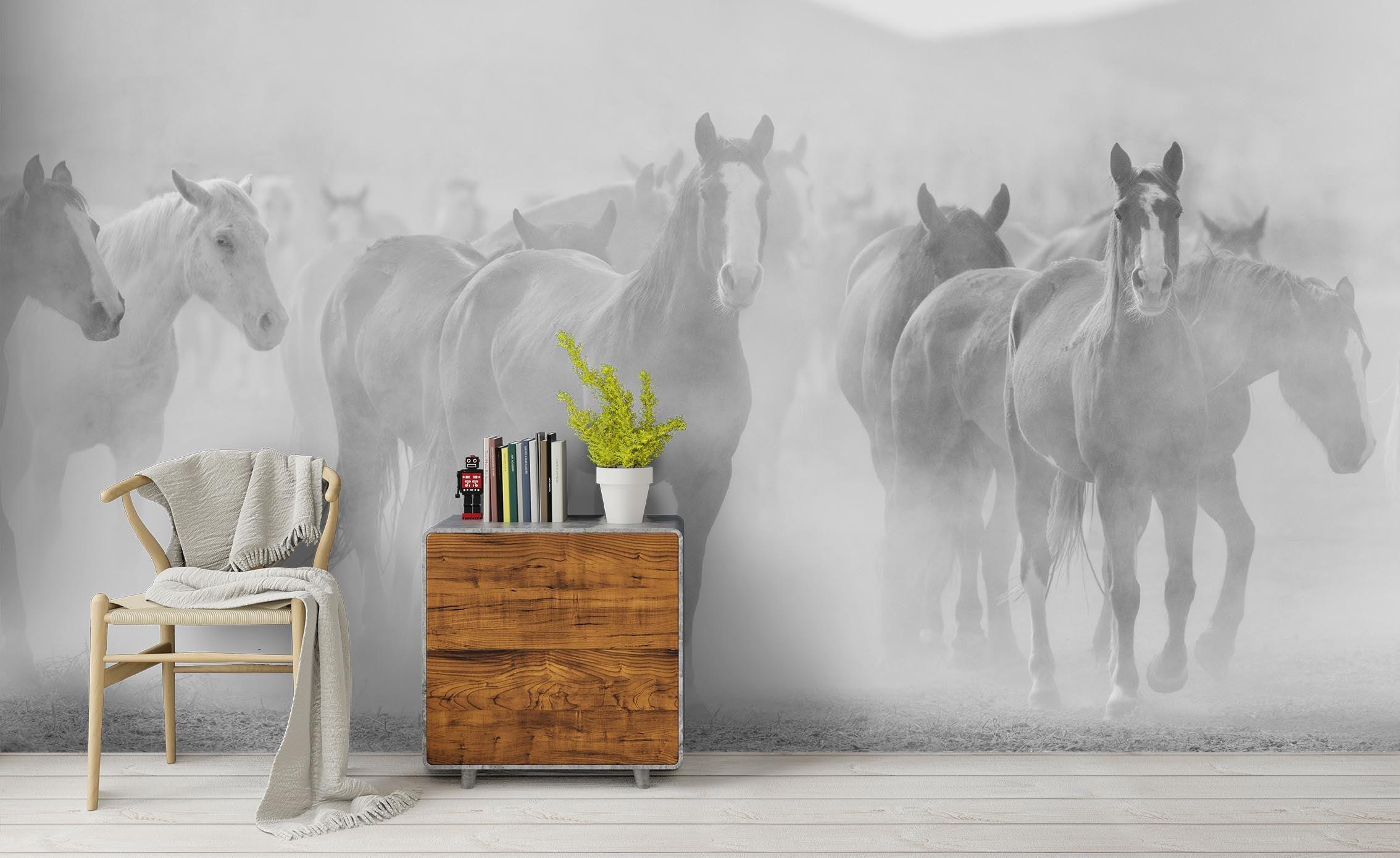 3D Grey Running Horse Wall Mural Wallpaper 10 LQH- Jess Art Decoration