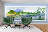 3D watercolor landscape mountains river wall mural wallpaper 21- Jess Art Decoration