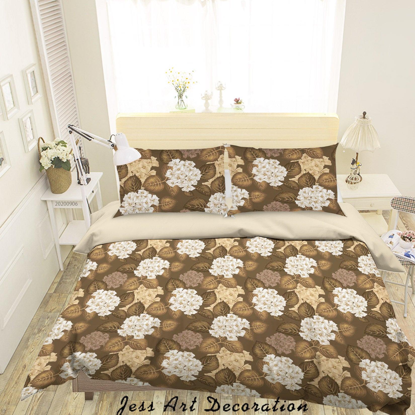 3D Vintage Leaves White Floral Pattern Quilt Cover Set Bedding Set Duvet Cover Pillowcases WJ 3644- Jess Art Decoration