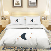 3D White Moon Star Quilt Cover Set Bedding Set Duvet Cover Pillowcases SF78- Jess Art Decoration