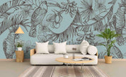 3D Freehand Sketching Simple Flower Green Wall Mural Wallpaper ZY D6- Jess Art Decoration