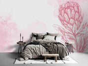 3D Hand Sketching Pink Floral Wall Mural Wallpaper LXL 492- Jess Art Decoration