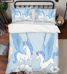 3D Cartoon Unicorn Blue Quilt Cover Set Bedding Set Pillowcases 7- Jess Art Decoration
