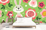 3D cartoon rabbit pink floral wall mural wallpaper 49- Jess Art Decoration