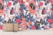 3D colorful tropical plant butterfly wall mural  Wallpaper 1- Jess Art Decoration