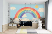 3D Cartoon Rainbow Blue Sky White Clouds Wall Mural Wallpaper A152 LQH- Jess Art Decoration