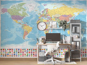 3D Blue World Map Wall Mural Wallpaper LQH 16- Jess Art Decoration