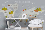 3D Grey World Map Wall Mural Wallpaper LQH 123- Jess Art Decoration