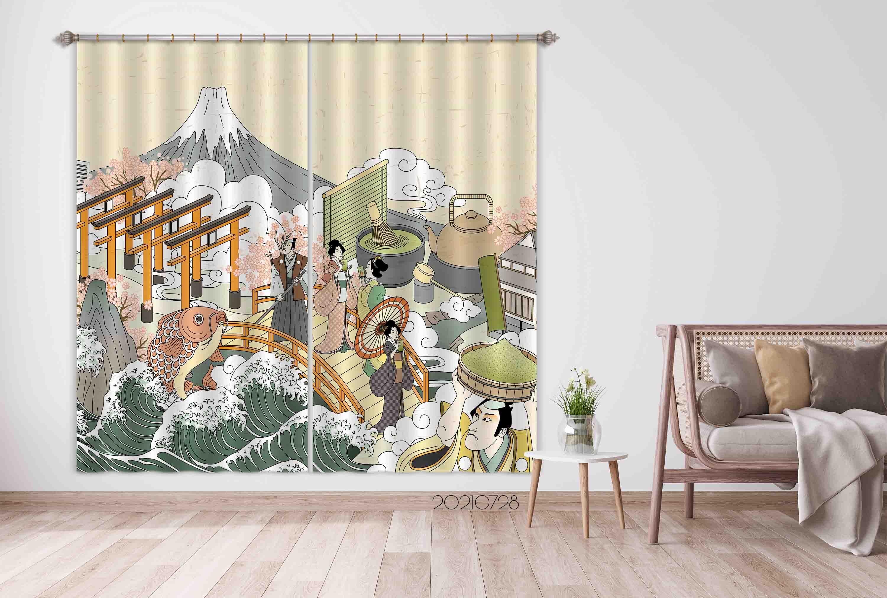 3D Japanese Landscape Curtains and Drapes LQH 58- Jess Art Decoration