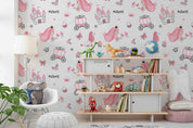 3D Hand Drawn Pink Princess Carriage Dog Wall Mural Wallpaper LQH 15- Jess Art Decoration