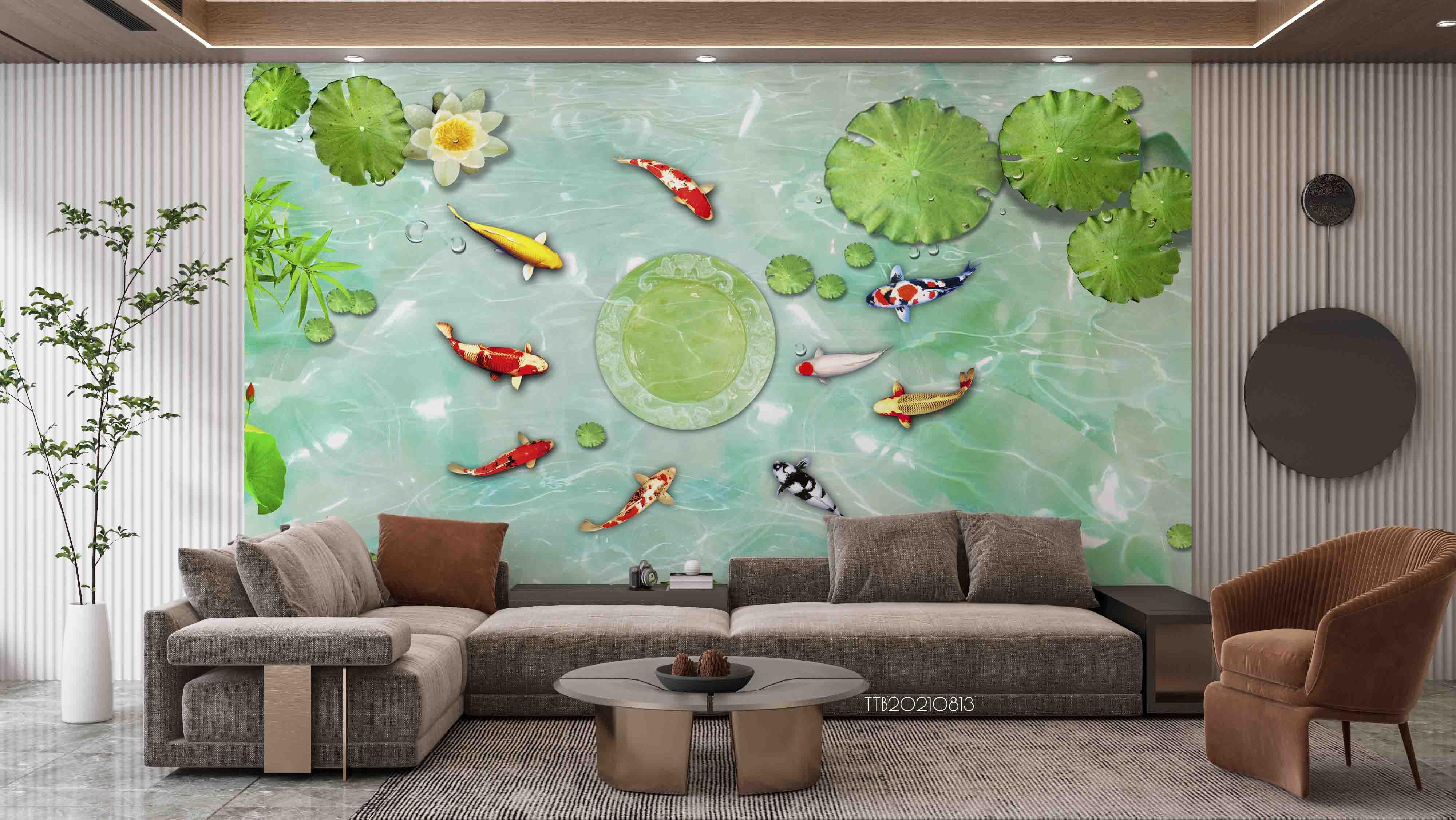 3D Pond Lotus Goldfish Wall Mural WallpaperSWW5145- Jess Art Decoration