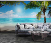 3D Beach Sky Plant Coconut Tree Blue Landscape Wall Mural Wallpaper LLL 2012- Jess Art Decoration