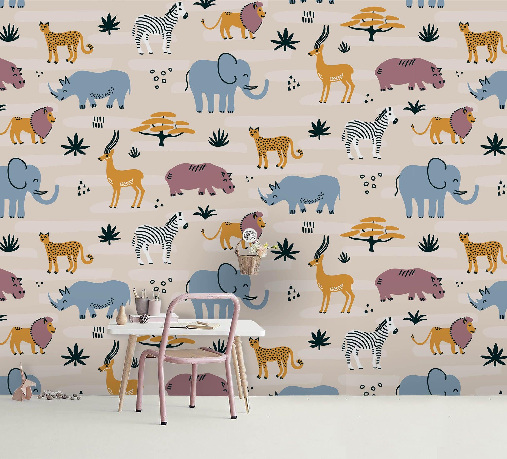 3D Cartoon Animal Wall Mural Wallpaper 121- Jess Art Decoration