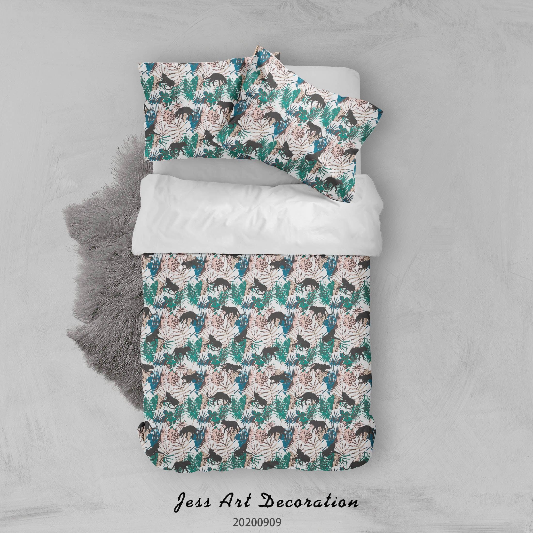 3D Cartoon Animal Abstract Leopards Pattern Quilt Cover Set Bedding Set Duvet Cover Pillowcases WJ 6078- Jess Art Decoration