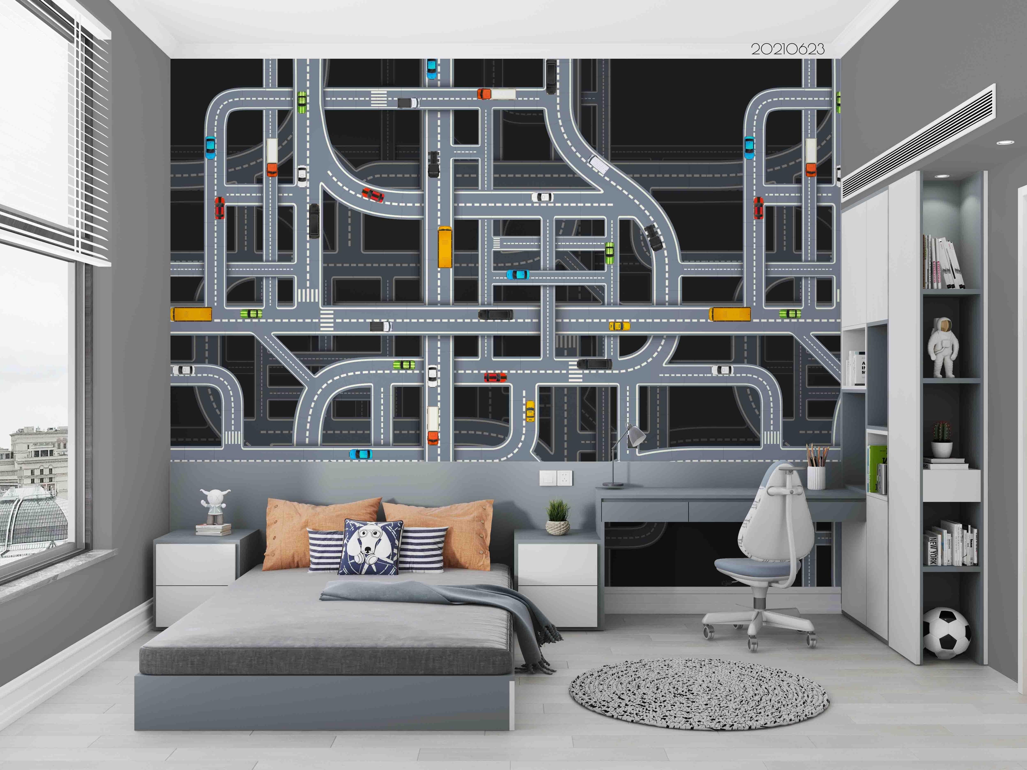 3D City Traffic Map Wall Mural Wallpaper LQH 20- Jess Art Decoration