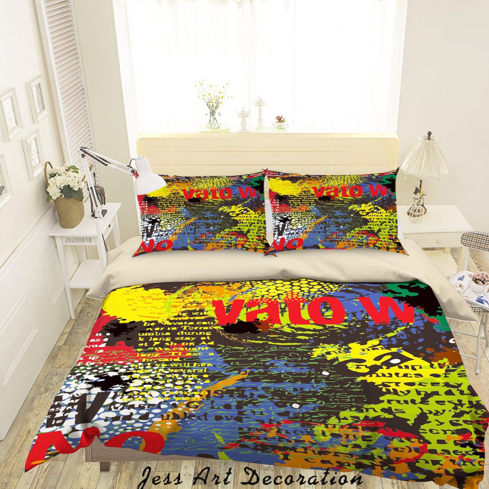 3D Abstract Colorful Painting Quilt Cover Set Bedding Set Duvet Cover Pillowcases LXL- Jess Art Decoration