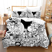 3D Abstract Gray Monster Graffiti Quilt Cover Set Bedding Set Duvet Cover Pillowcases 10- Jess Art Decoration