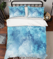 3D Blue Watercolor Quilt Cover Set Bedding Set Pillowcases 11- Jess Art Decoration