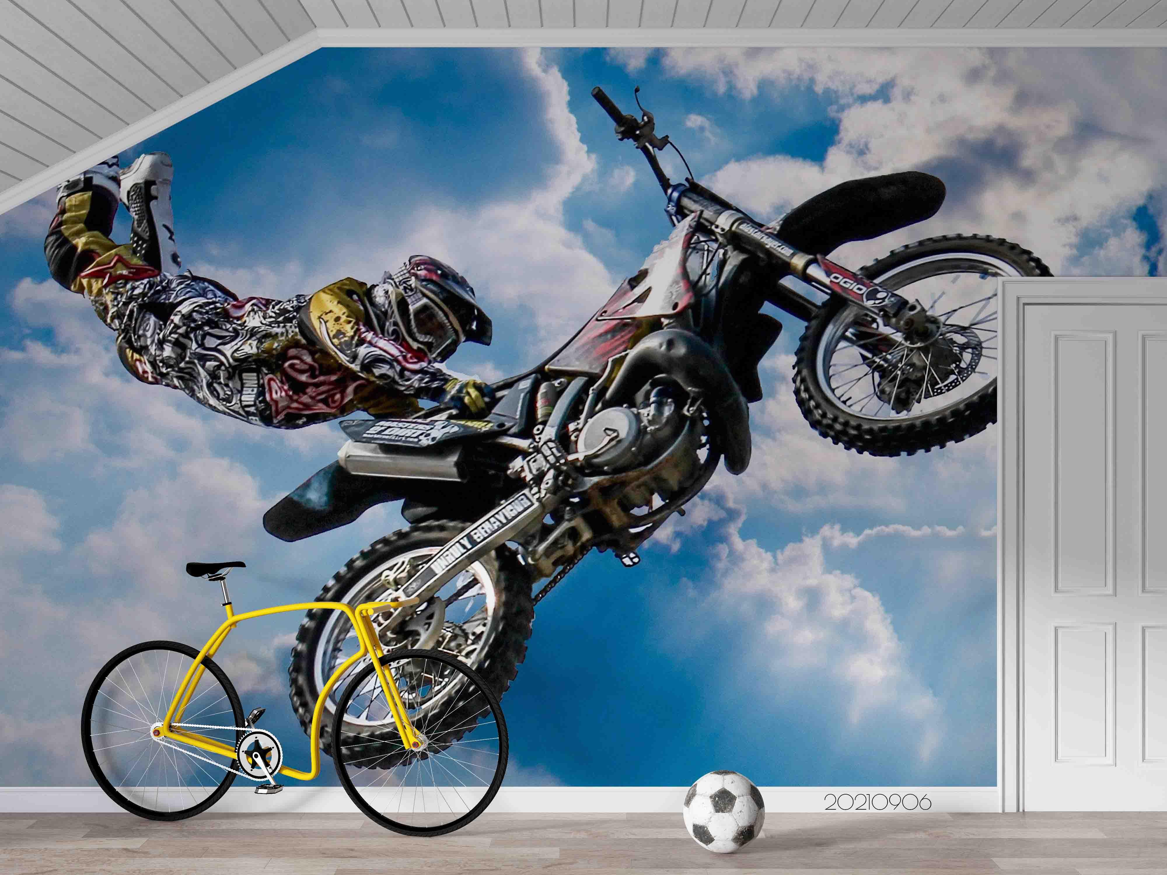 Extreme Motorcycle Action Sports Wallpaper action sports wall mural for sports room or entertainment space - view 2