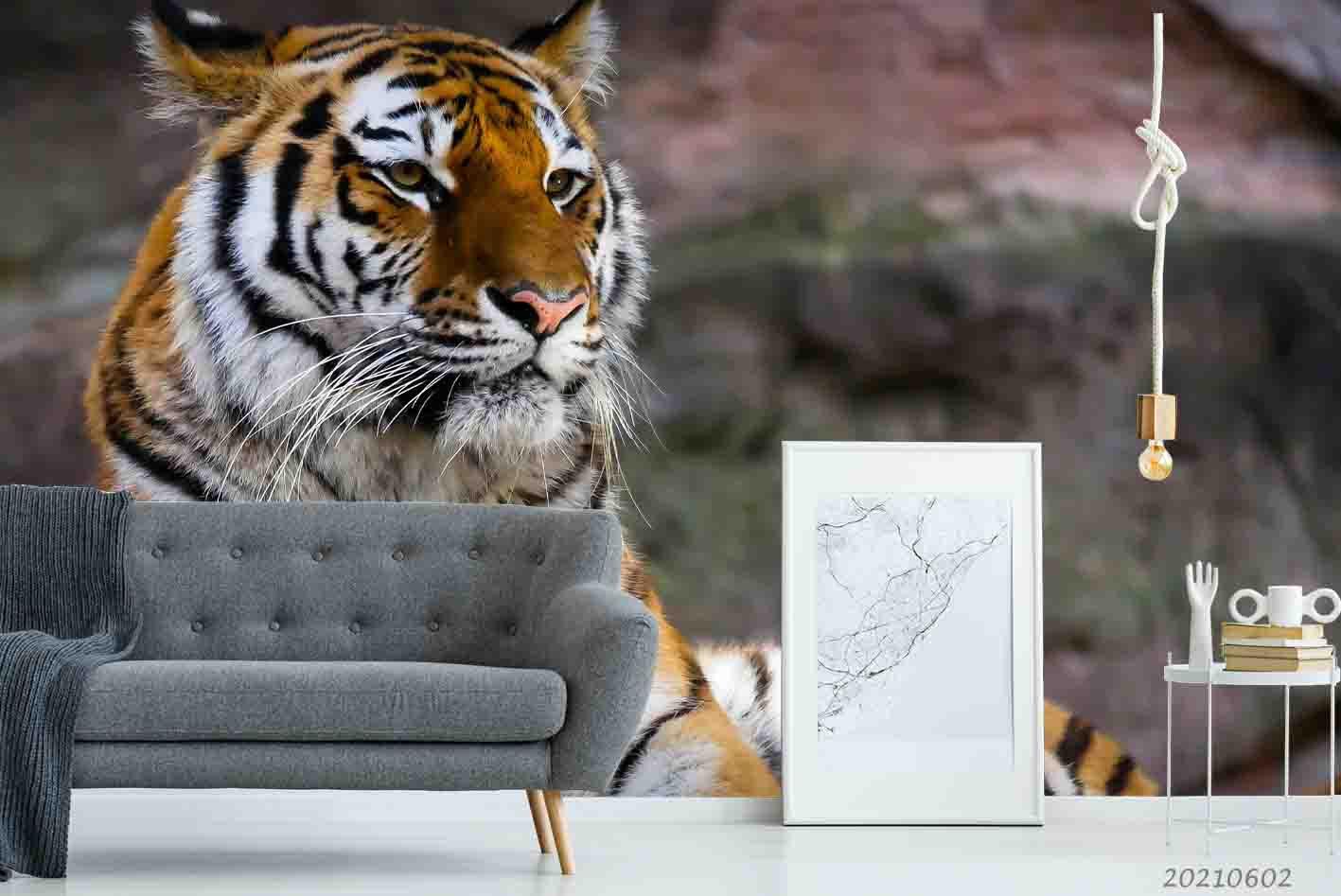 3D  Animal Tiger Rock  Wall Mural Wallpaper SWW955- Jess Art Decoration