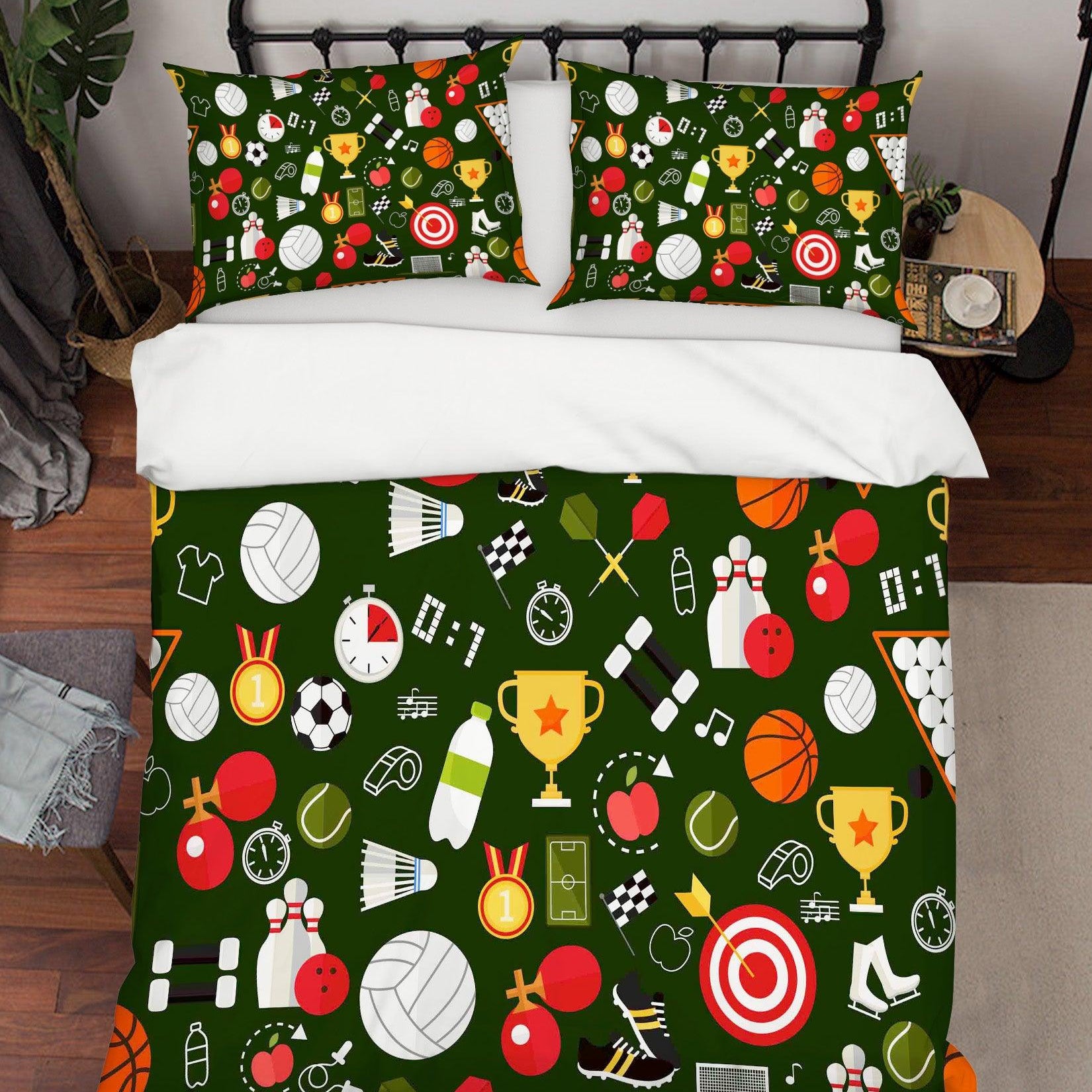 3D Green Ball Trophy Sports Quilt Cover Set Bedding Set Pillowcases 55- Jess Art Decoration