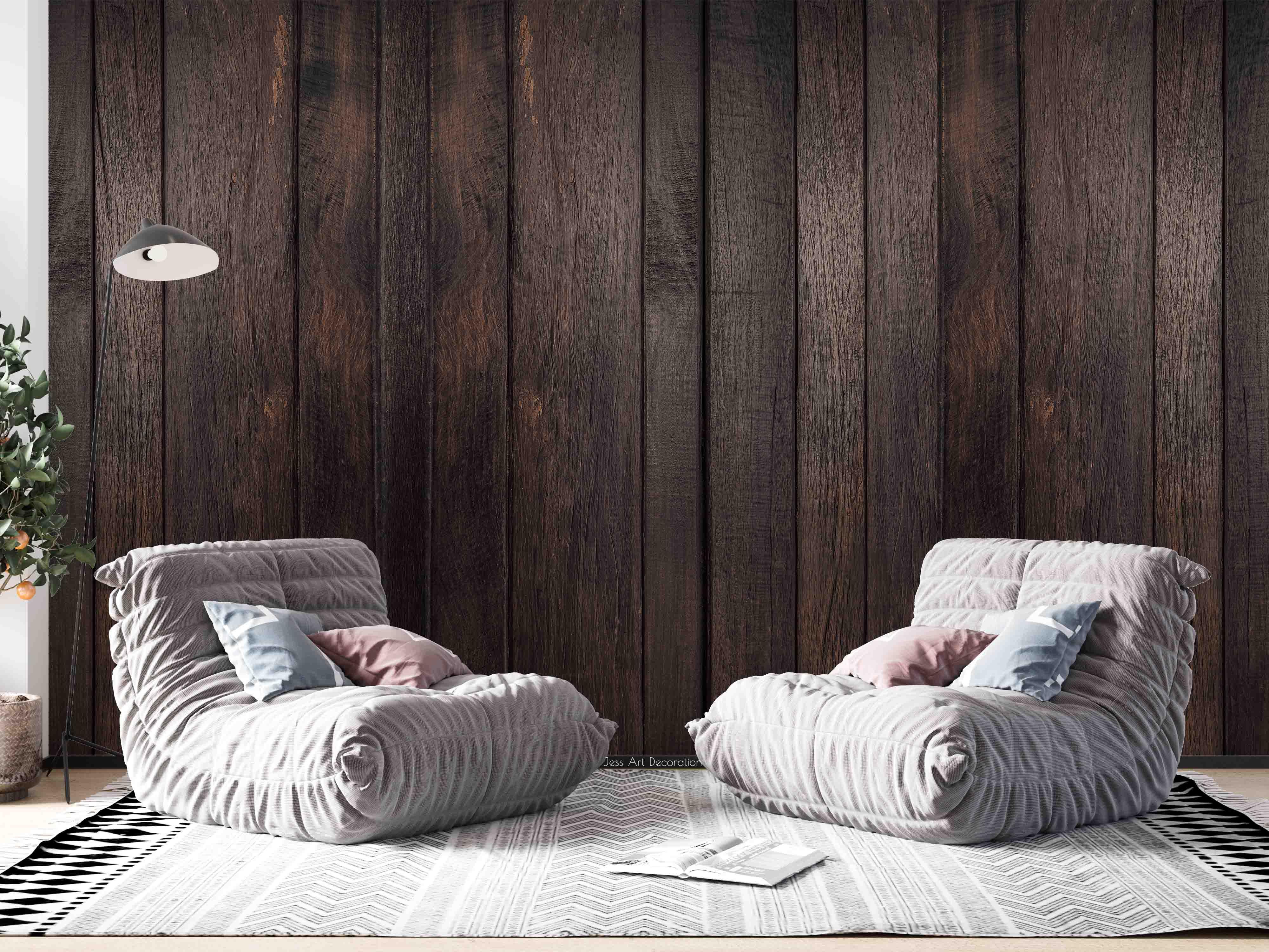 3D Dark Brown Wooden Board Wall Mural Wallpaper GD 2716- Jess Art Decoration