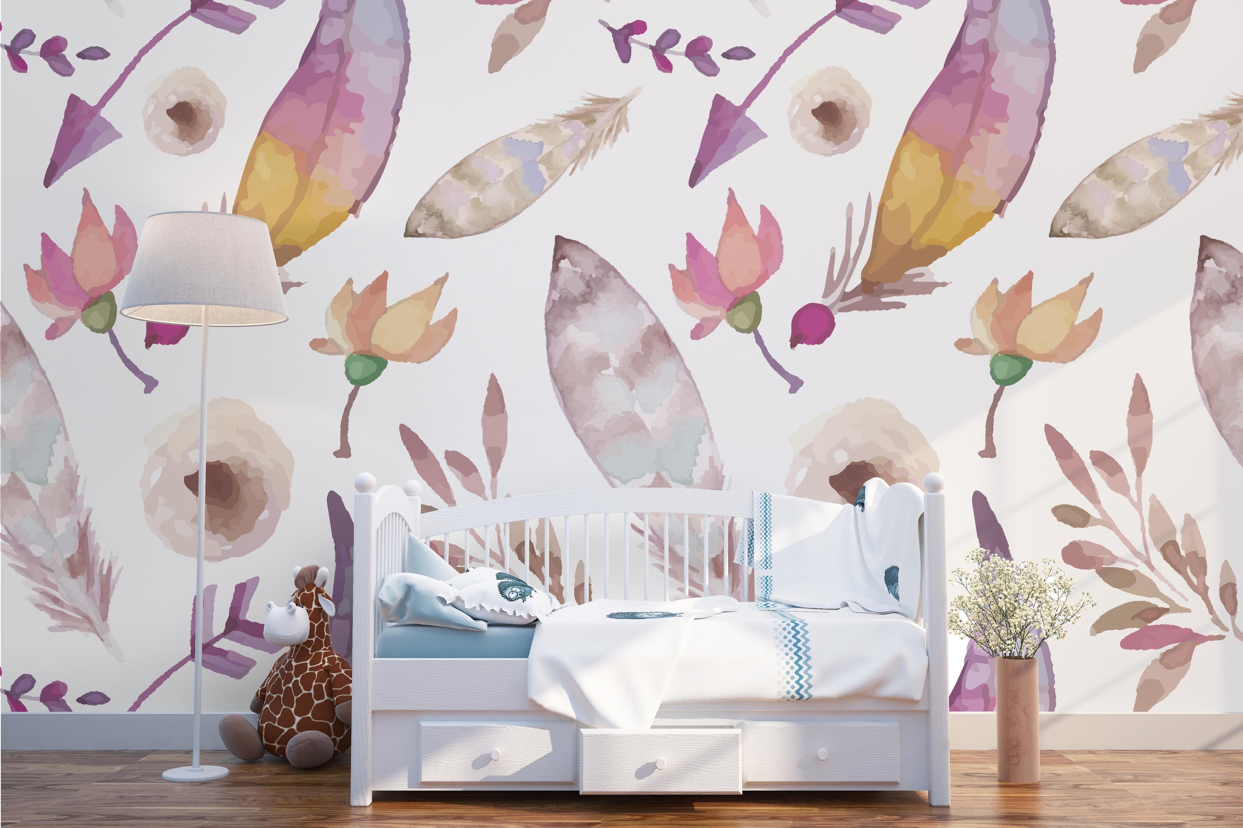 3D Feathered Flowers Wall Mural Wallpaper 29- Jess Art Decoration