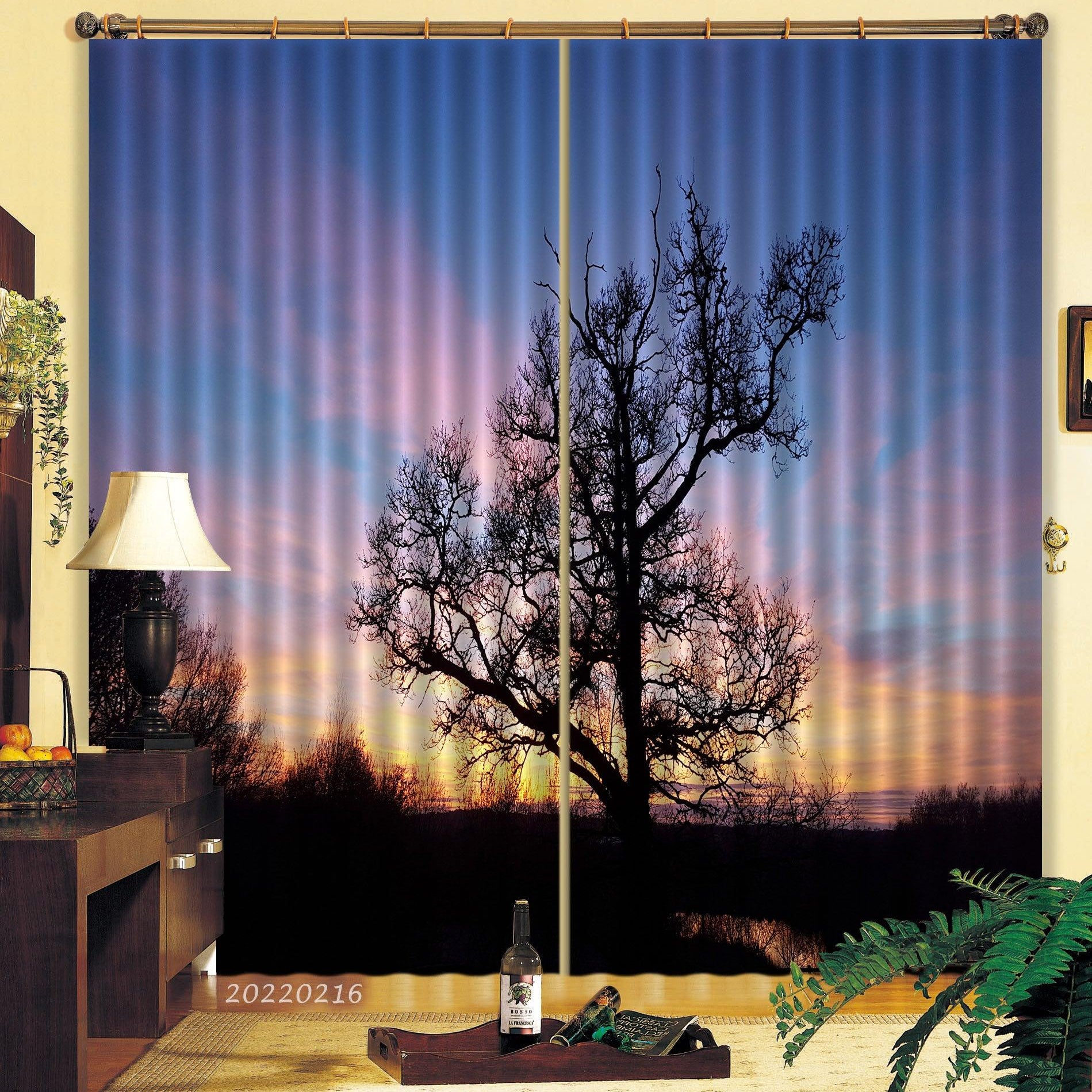 3D Woods Golden Sky Cloud Curtains and Drapes GD 2221- Jess Art Decoration