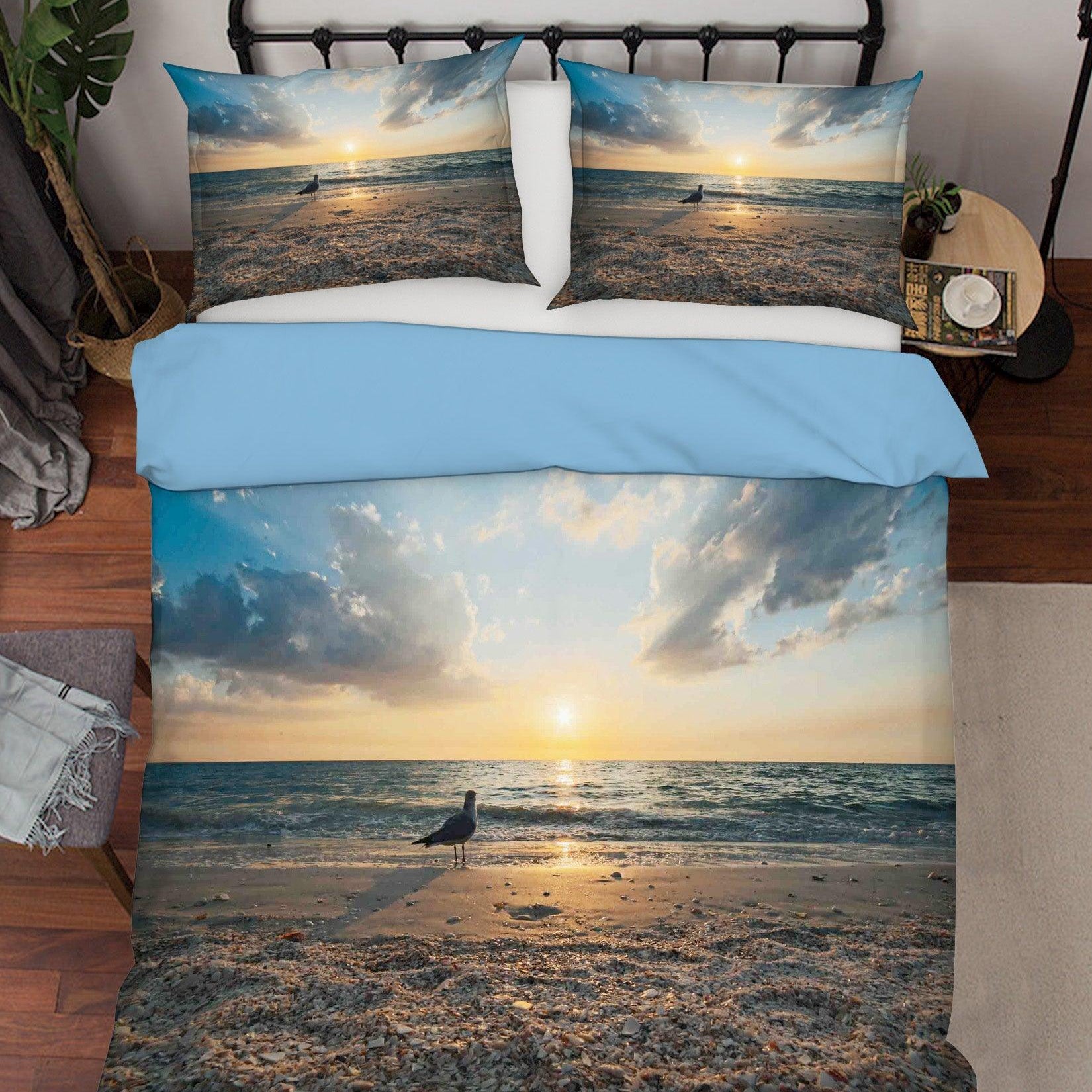 3D  Bird Seaside Setting Sun Scenery Quilt Cover Set Bedding Set Pillowcases 68- Jess Art Decoration