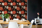 Vintage Red Floral Leaves Plant Pattern Wall Mural Wallpaper LXL- Jess Art Decoration