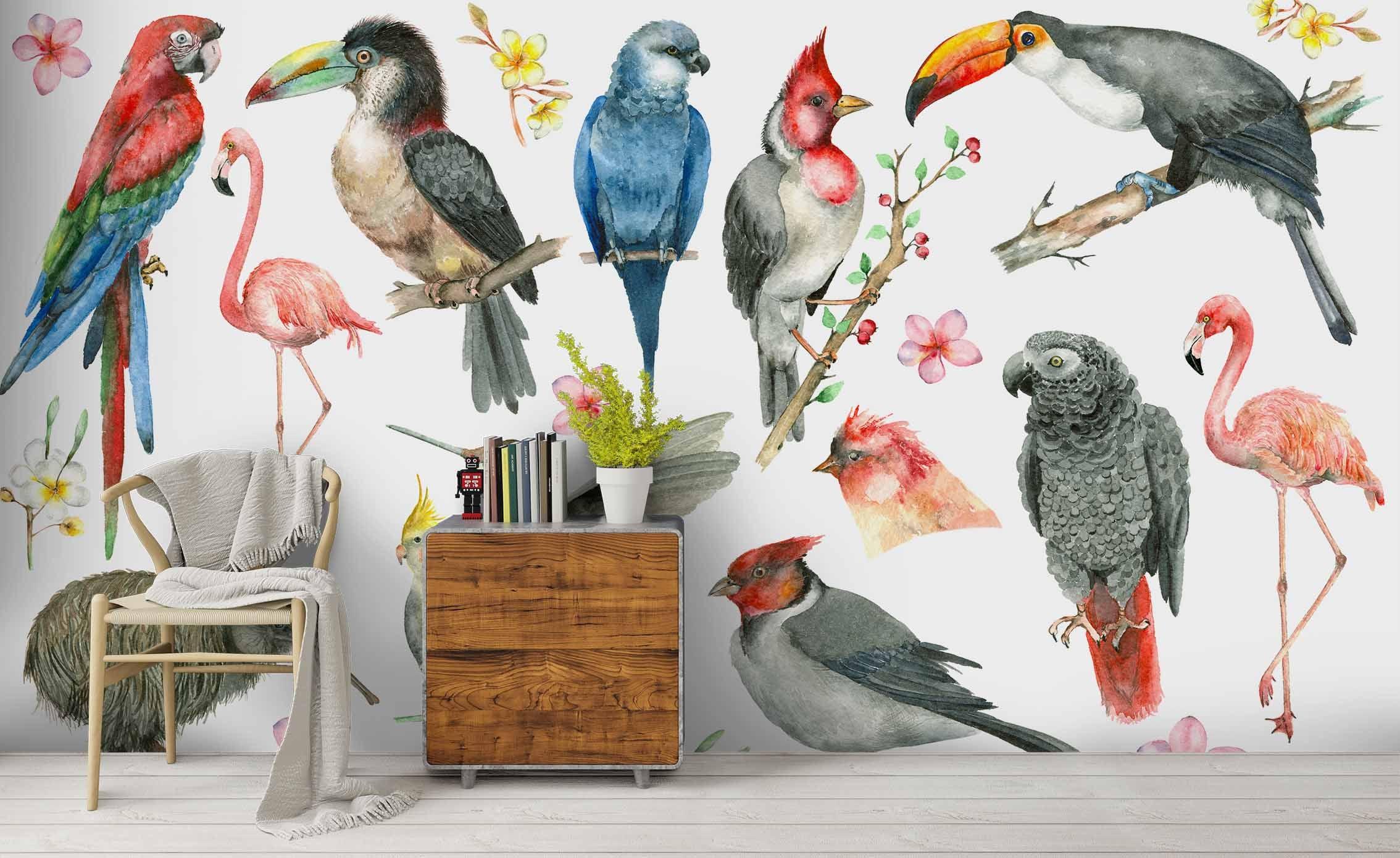 3D Tropical Colored Bird Wall Mural Wallpaper 21 LQH- Jess Art Decoration