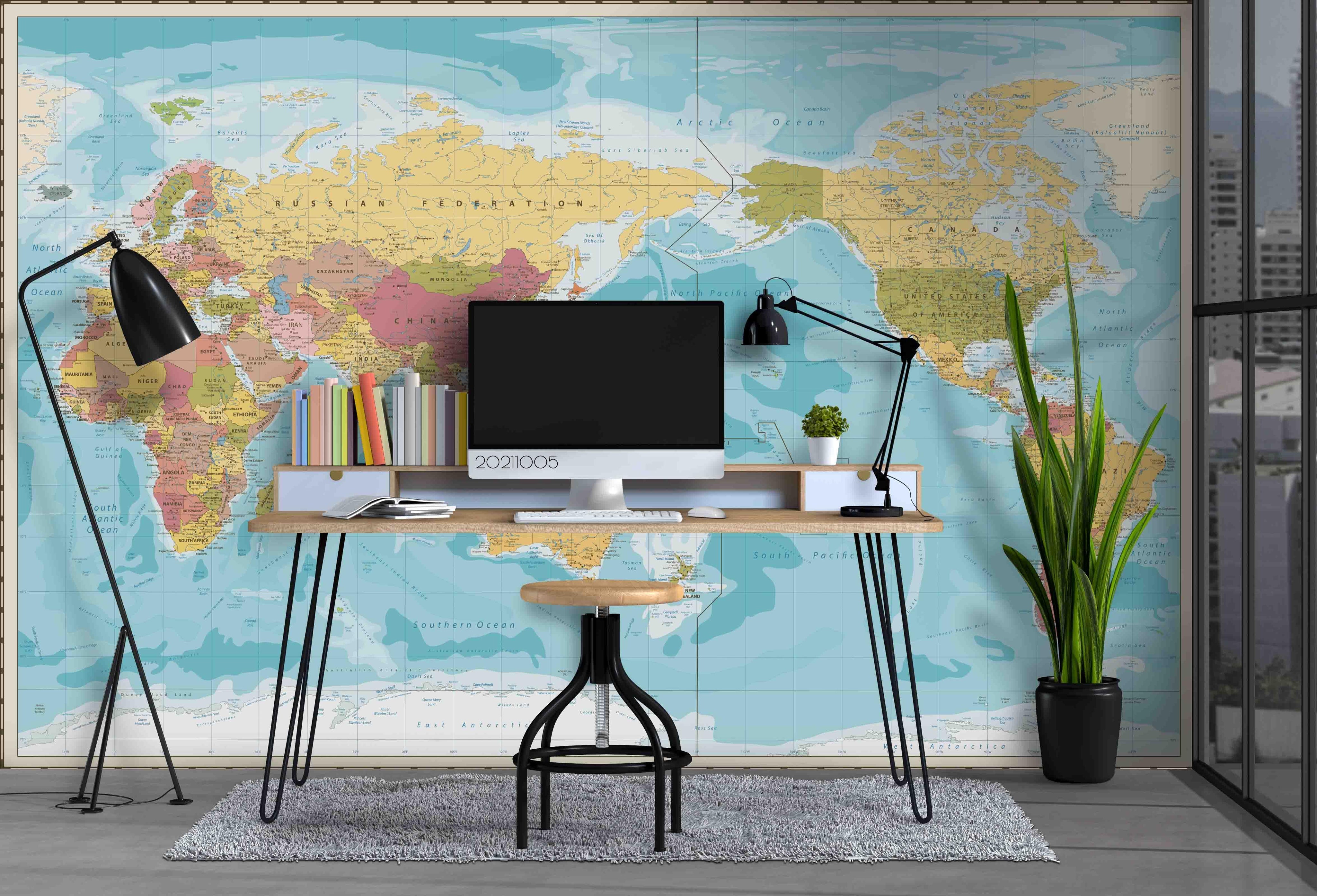 3D World Map Wall Mural Wallpaper LQH 602- Jess Art Decoration