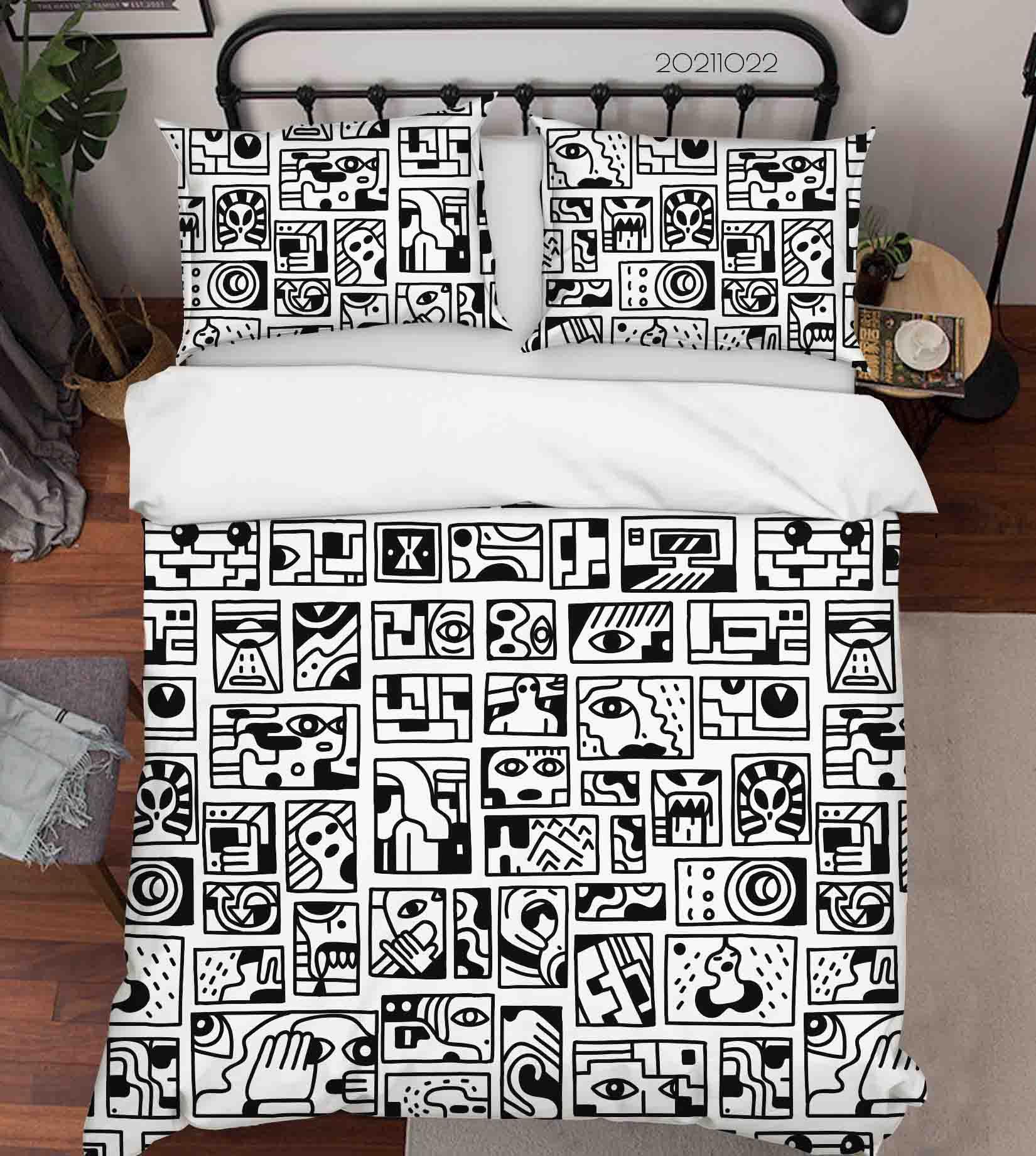 3D Abstract Illustration Doodle Quilt Cover Set Bedding Set Duvet Cover Pillowcases 82- Jess Art Decoration