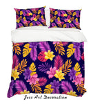 3D Purple Flowers Leaves Quilt Cover Set Bedding Set Pillowcases 147- Jess Art Decoration