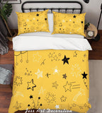 3D Stick Figure Stars Yellow Quilt Cover Set Bedding Set Pillowcases 08- Jess Art Decoration